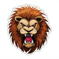 Lion face and head vector art sticker and logo template