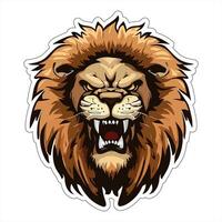 Lion face and head vector art sticker and logo template