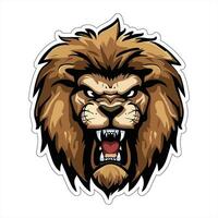 Lion face and head vector art sticker and logo template