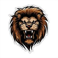 Lion face and head vector art sticker and logo template