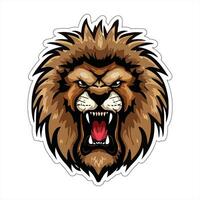 Lion face and head vector art sticker and logo template