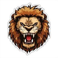 Lion face and head vector art sticker and logo template