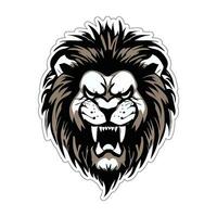 Lion face and head vector art sticker and logo template