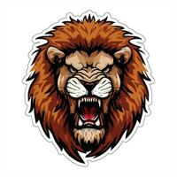 Lion face and head vector art sticker and logo template