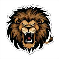 Lion face and head vector art sticker and logo template