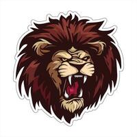 Lion face and head vector art sticker and logo template