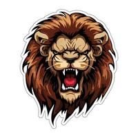 Lion face and head vector art sticker and logo template