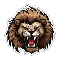 Lion face and head vector art sticker and logo template