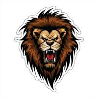 Lion face and head vector art sticker and logo template