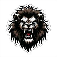 Lion face and head vector art sticker and logo template