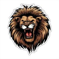 Lion face and head vector art sticker and logo template