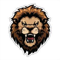 Lion face and head vector art sticker and logo template