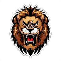 Lion face and head vector art sticker and logo template