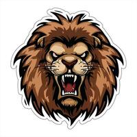 Lion face and head vector art sticker and logo template