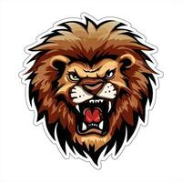 Lion face and head vector art sticker and logo template