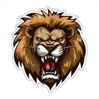 Lion face and head vector art sticker and logo template