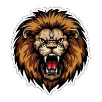 Lion face and head vector art sticker and logo template