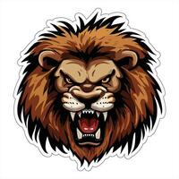 Lion face and head vector art sticker and logo template