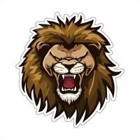 Lion face and head vector art sticker and logo template