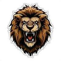 Lion face and head vector art sticker and logo template