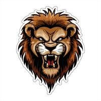 Lion face and head vector art sticker and logo template