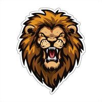 Lion face and head vector art sticker and logo template