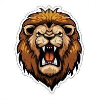 Lion face and head vector art sticker and logo template