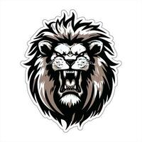 Lion face and head vector art sticker and logo template