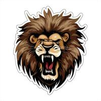 Lion face and head vector art sticker and logo template