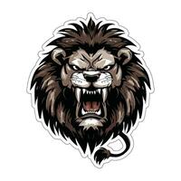 Lion face and head vector art sticker and logo template