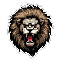 Lion face and head vector art sticker and logo template