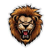 Lion face and head vector art sticker and logo template