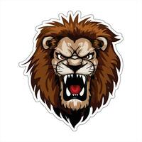 Lion face and head vector art sticker and logo template