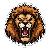 Lion face and head vector art sticker and logo template