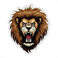 Lion face and head vector art sticker and logo template