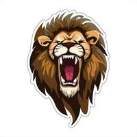 Lion face and head vector art sticker and logo template