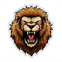 Lion face and head vector art sticker and logo template