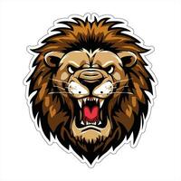 Lion face and head vector art sticker and logo template