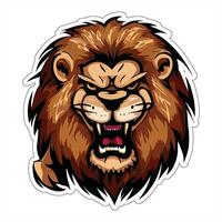 Lion face and head vector art sticker and logo template