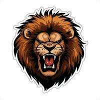 Lion face and head vector art sticker and logo template