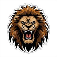 Lion face and head vector art sticker and logo template