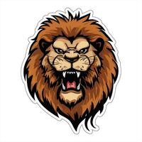 Lion face and head vector art sticker and logo template