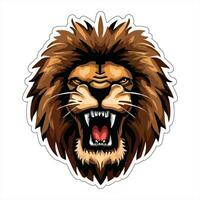 Lion face and head vector art sticker and logo template