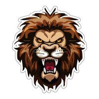 Lion face and head vector art sticker and logo template