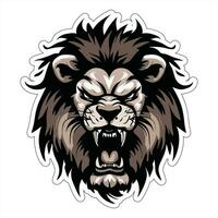 Lion face and head vector art sticker and logo template