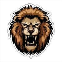 Lion face and head vector art sticker and logo template