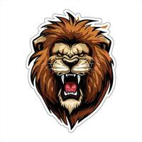 Lion face and head vector art sticker and logo template