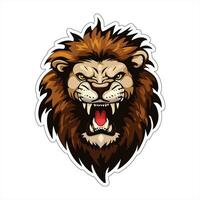 Lion face and head vector art sticker and logo template