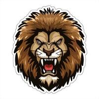 Lion face and head vector art sticker and logo template