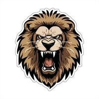 Lion face and head vector art sticker and logo template